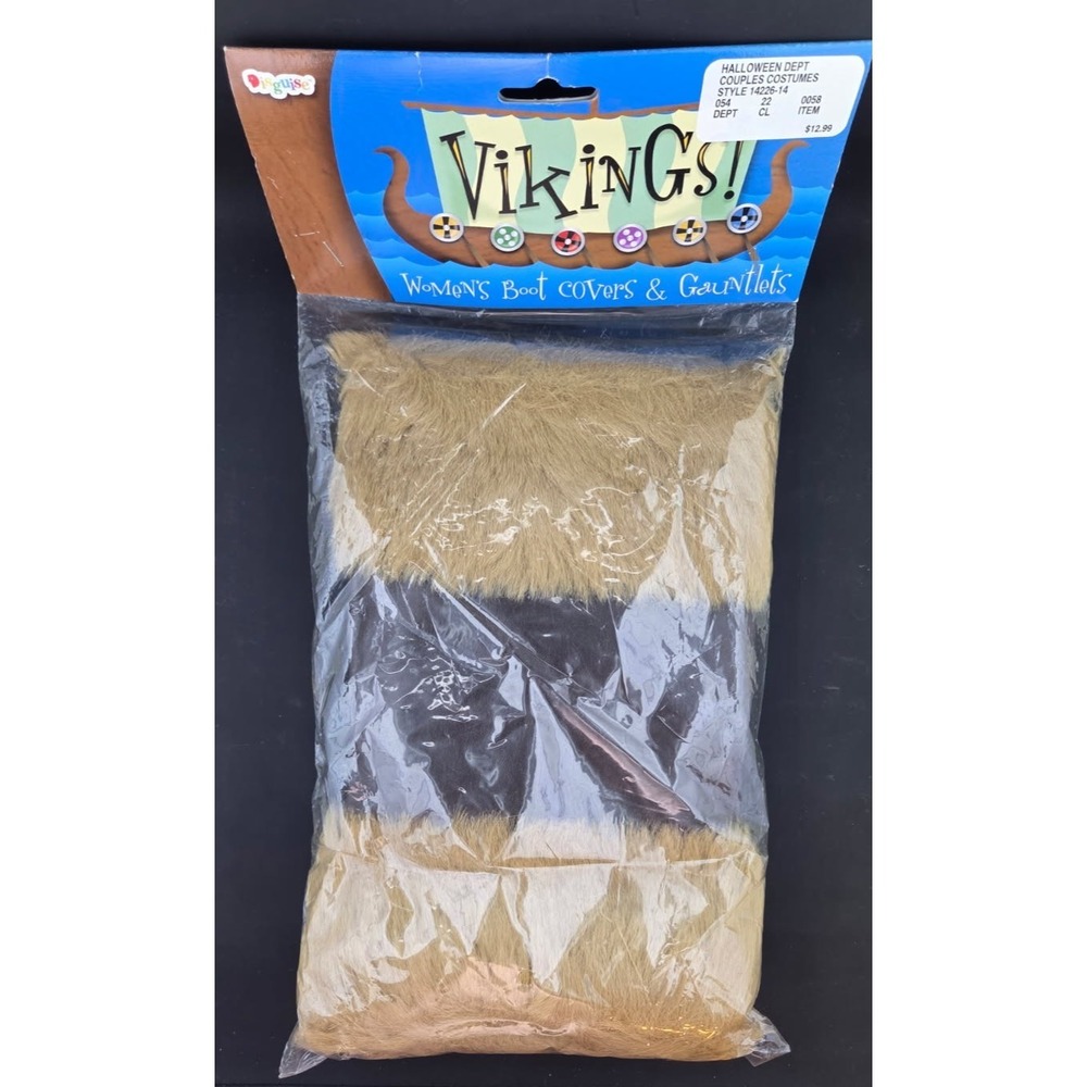 NEW Disguise Viking Faux Fur Boot Covers & Guantlets Halloween Ren Faire Cosplay